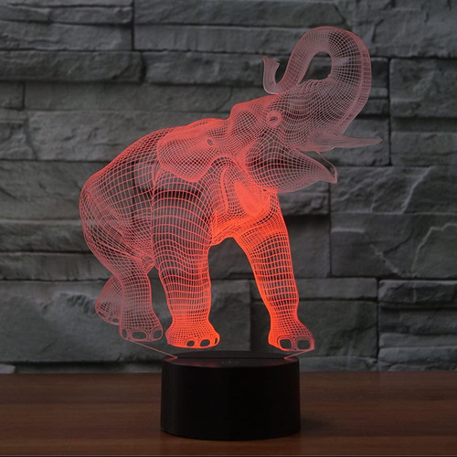 Lampes à poser BESTA Animaux Éléphant 3D Illusion Optique Lampe, Alimenté par USB 7 Couleurs Clignotant Tactile Commutateur Bureau LED Veilleuse pour Enfants Chambre Décoration