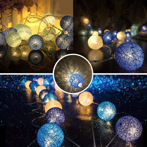 Boule de Coton Guirlande Lumineuse Boules de Coton avec Prise, 3,5 m, 20  Boules LED Guirlande Lumineuse pour Intérieur, Décoration Veilleuse comme