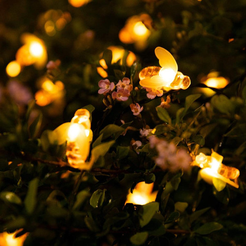 BESTA - Guirlande lumineuse solaire pour abeilles d'extérieur 31 pieds 40 LED avec 8 modes d'éclairage, lumières solaires étanches pour patio, jardin, pelouse, mariage, fête de Noël (blanc chaud) BESTA  - Eclairage Led Extérieur Eclairage extérieur de jardin