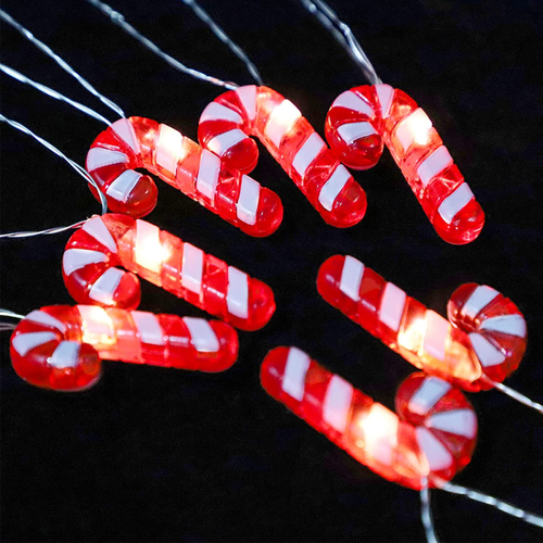 BESTA - Guirlande lumineuse sur le thème de Noël, guirlande de canne en bonbon, 9,8 pieds 30 LED, alimenté par batterie, fête de vacances - Guirlandes lumineuses