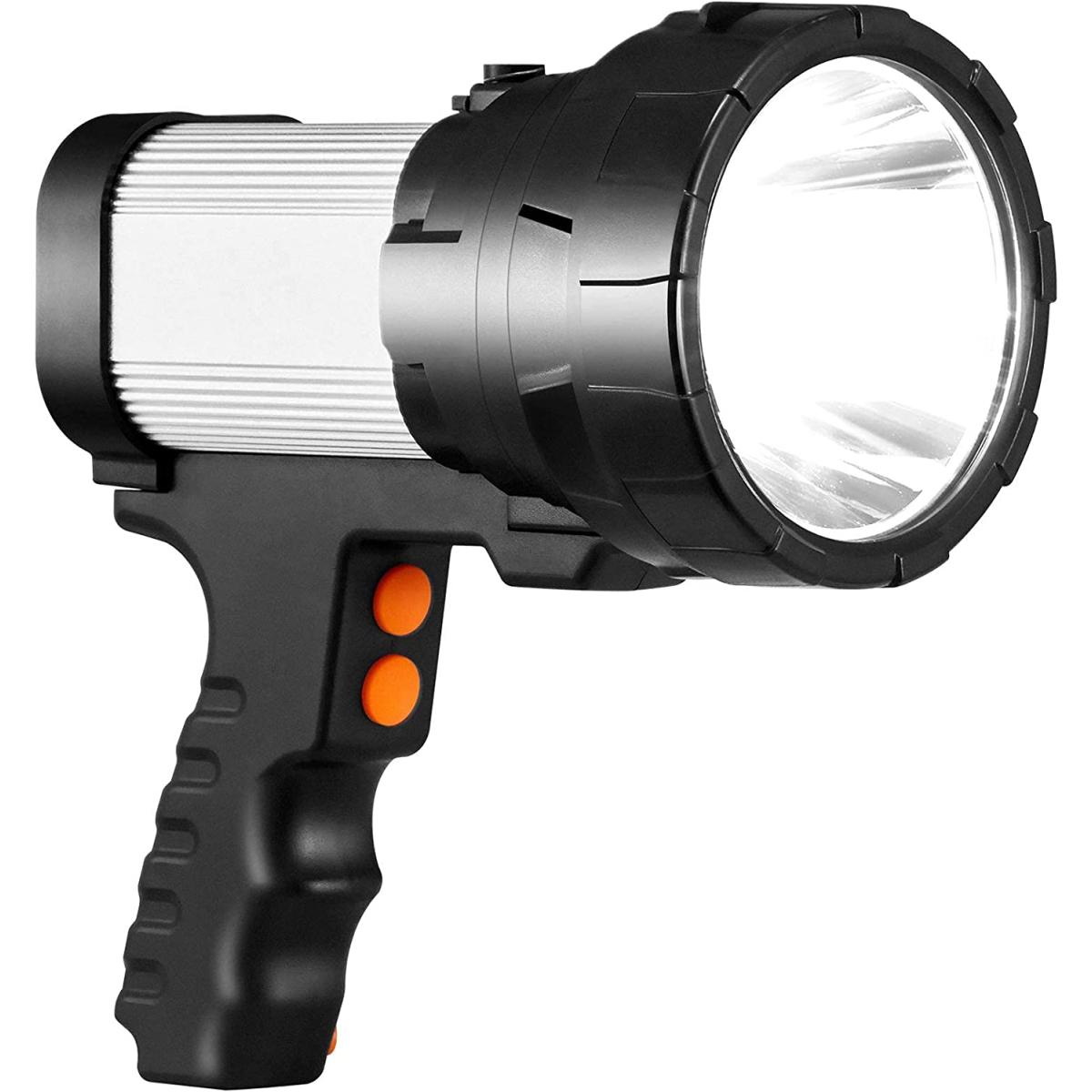 Lampe Torche Led Ultra Puissante Rechargeable USB 15000 Lumens 10000 mah  avec Lumière Latérale Lampe de Poche Etanche Haute Puissance (Argent)