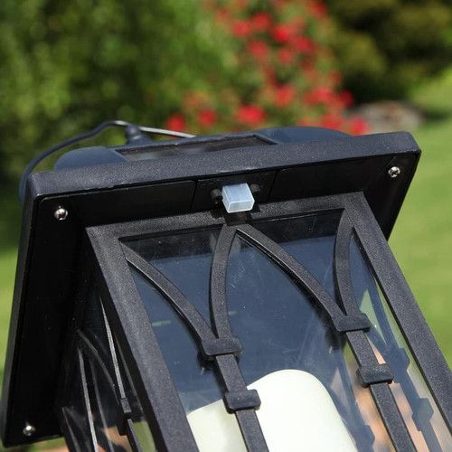 BESTA lanterne solaire noire avec bougie LED et effet de scintillement d'un réalisme trompeur