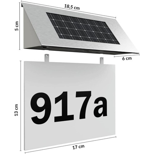 Eclairage solaire BESTA Numéro de maison éclairé en acier inoxydable 4 LED Énergie solaire - Blanc