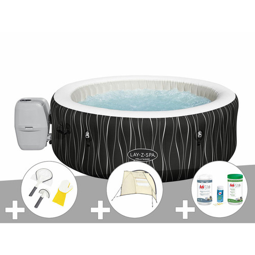Bestway - Kit spa gonflable Bestway Lay-Z-Spa Hollywood rond Airjet 4/6 places + Kit traitement brome + Kit de nettoyage + Auvent Bestway  - Spa gonflable
