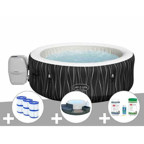 Bestway - Kit spa gonflable Bestway Lay-Z-Spa Hollywood rond Airjet 4/6 places + Ensemble mobilier + 6 filtres + Kit traitement brome Bestway  - Spa gonflable