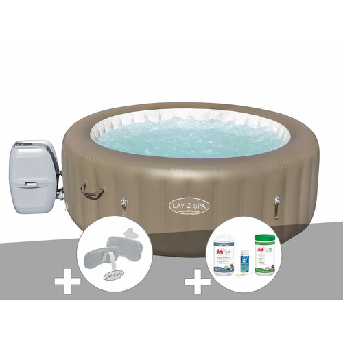 Bestway - Kit spa gonflable Bestway Lay-Z-Spa Palm Springs rond Airjet 4/6 places + Kit traitement brome + 2 appuie-têtes Bestway  - Appuie tete spa gonflable