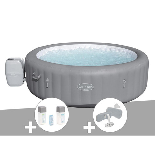Bestway - Kit spa gonflable Bestway Lay-Z-Spa Grenada rond Airjet 6/8 places + Kit traitement brome + 2 appuie-têtes - Lay z spa