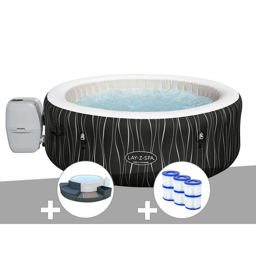 Bestway - Kit spa gonflable Bestway Lay-Z-Spa Hollywood rond Airjet 4/6 places + Ensemble mobilier + 6 filtres - Lay z spa