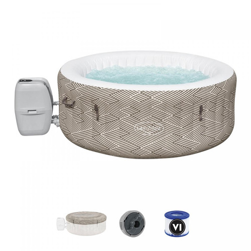 Bestway - Spa Gonflable Bestway Lay-Z Madrid 120 Bulles AirJet 180x66 cm Pour 4 Personnes Rond Marrron Zig Zag - Lay z spa