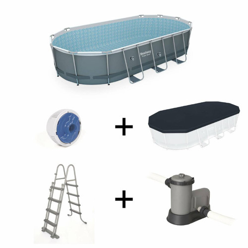 Bestway - Kit piscine géante complet BESTWAY Spinelle grise, piscine tubulaire 5x3 m et accessoires - Pompe piscine bestway