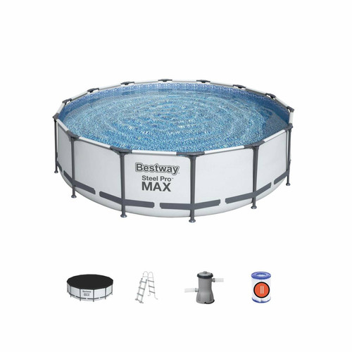 Bestway - Piscine tubulaire BESTWAY - Peridot 14,5m² piscine ronde Ø4,3m avec pompe de filtration, échelle et bâche de protection | sweeek Bestway  - Piscine Ronde Piscines