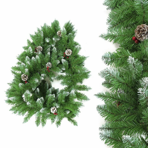 BigBuy Christmas - Guirlande de Noël PVC Vert Naturel Ananas 270 x 28 x 14 cm BigBuy Christmas - Guirlande Solaire extérieur Décoration