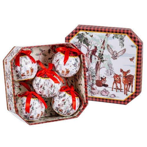 Décorations de Noël BigBuy Christmas Boules de Noël Multicouleur Papier Polyfoam animaux 7,5 x 7,5 x 7,5 cm (5 Unités)