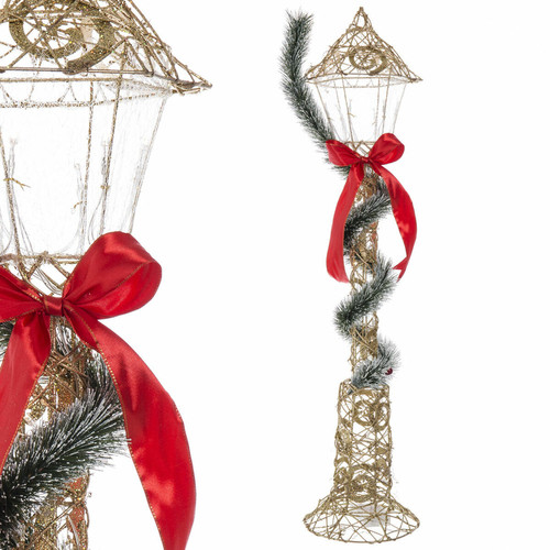 BigBuy Christmas - Lanterne à LED Noël Multicouleur Doré Métal 20 x 20 x 90 cm BigBuy Christmas  - Décoration