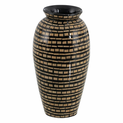 BigBuy Home - Vase Noir Beige Bambou 21 x 21 x 40 cm BigBuy Home  - Décoration