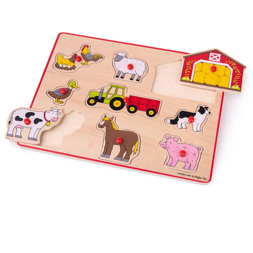 Bigjigs Toys - Puzzle à soulever en bois - Ferme Bigjigs Toys  - Puzzles Enfants