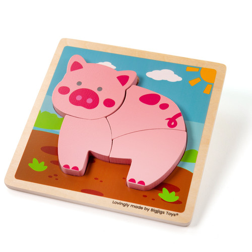 Bigjigs Toys - Gros puzzle à soulever - Cochon Bigjigs Toys - Jeux d'éveil