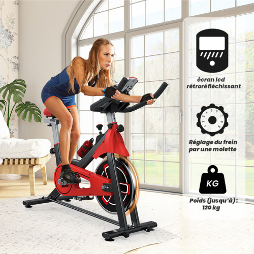 BIGZZIA -Vélo d'appartement d'intérieur - Exercice de fitness à domicile - Avec siège et guidon réglables - Résistance réglable - Écran LCD - Max Charge: 120 kg BIGZZIA  - Fitness