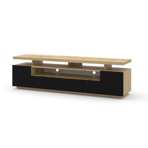 Bim Furniture - Meuble TV EVA 180 cm chêne artisanal / noir mat sans LED - Meubles TV, Hi-Fi Design