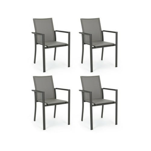 Bizzotto - Fauteuil Lot de 4 fauteuils Konnor anthracite Bizzotto  - Bizzotto