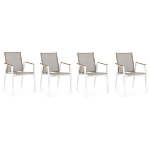 Bizzotto - Lot 4 chaises 4 fauteuil Cemeron Blancs - Bizzotto