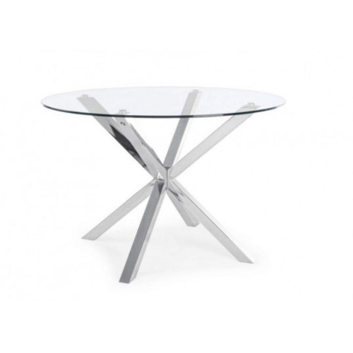 Bizzotto - Table de salle à manger May table verre / inox diamètre 114 cm Bizzotto  - Bizzotto