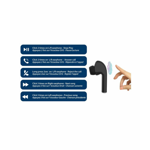 Ecouteurs intra-auriculaires Ecouteurs sans fil avec étui de recharge - Blaupunkt - BLP4795-133 - Noir