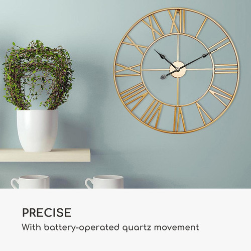 Horloges, pendules Horloge murale - Queensway Casa Chic by Blumfeldt 60 - cadre métallique silencieux - Doré