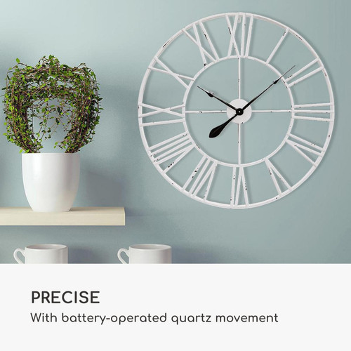 Horloges, pendules Horloge murale - Queensway Casa Chic by Blumfeldt 76 - cadre métallique silencieux - Blanc