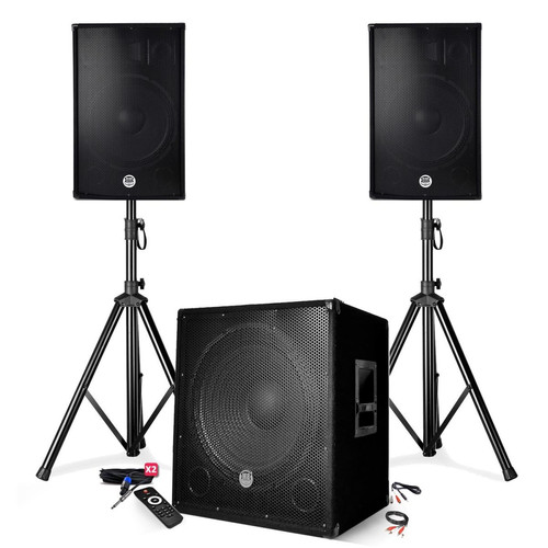 Bm Sonic - Pack sonorisation - BM SONIC BMS-1515 - 2500W - Enceintes DJ 15" + Caisson 15" + Pieds - USB/BLUETOOTH Bm Sonic   - Instruments de musique