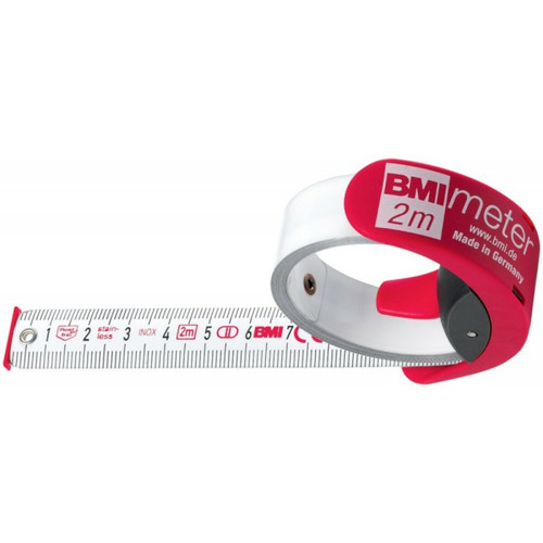 Mètres Bmi BMI 429341021 Ruban a mesurer avec frein/clip de ceinture, Rouge/blanc, 3 m x 16 mm