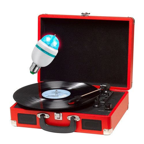 Platine Bmi Lecteur de disques vinyles Denver  VPL-120 RED, Haut-parleurs, Sortie Phono, pour 33 1/3, 45 et 78 Tours, Ampoule DIAMS LED