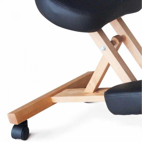 Chaises Chaise orthopédique de bureau en bois confortable siège ergonomique BALANCEWOOD, Couleur: Noir
