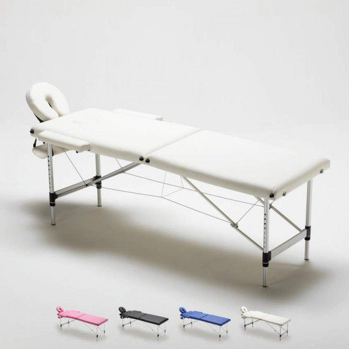 Bodyline - Healt And Massage - Table de massage pliante en aluminium portable 2 zones 210 cm Shiatsu, Couleur: Blanc - Bodyline - Healt And Massage