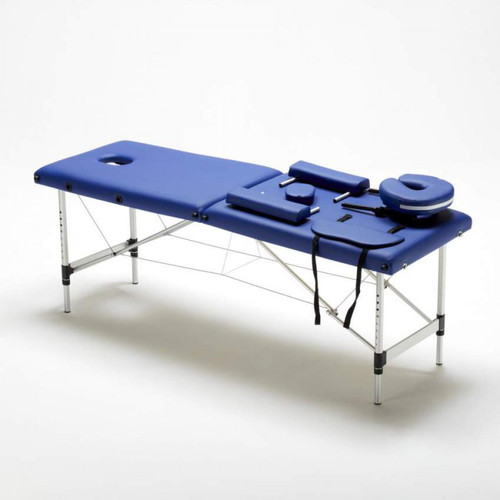 Appareil de massage électrique Table de massage pliante en aluminium portable 2 zones 210 cm Shiatsu, Couleur: Bleu