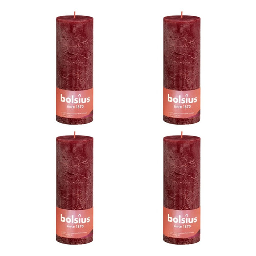 Bolsius - Bolsius Bougies pilier rustiques Shine 4 pcs 190x68 mm Rouge velours Bolsius  - Bougies Bolsius