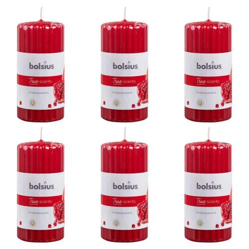 Bolsius - Bolsius Bougies parfumées pilier côtelé 6 pcs 120x58 mm Grenade Bolsius  - Bougies Bolsius