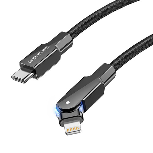 BOROFONE - Borofone Câble USB C vers Lightning 27W Charge Rapide Tressé 1.2m Rotatif 180 Noir BOROFONE  - Câble Lightning