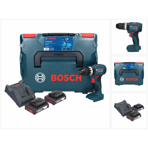 Bosch - Bosch GSB Perceuse-visseuse à percussion sans fil 18V-45 18 V 45 Nm (06019K3303) brushless + 2x Batteries 2,0 Ah + Chargeur + L-Boxx Bosch  - Batterie bosch 18v