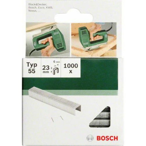 Boulonnerie Bosch Bosch 2609255825 Set de 1000 agrafes à dos étroit Type 55 Largeur 6 mm Epaisseur 1,08 mm Longueur 12 mm