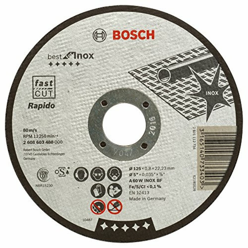Bosch Bosch 2608603488 Disque à tronçonner à moyeu plat best for inox rapido A 60 W inox BF 125 mm 0,8 mm