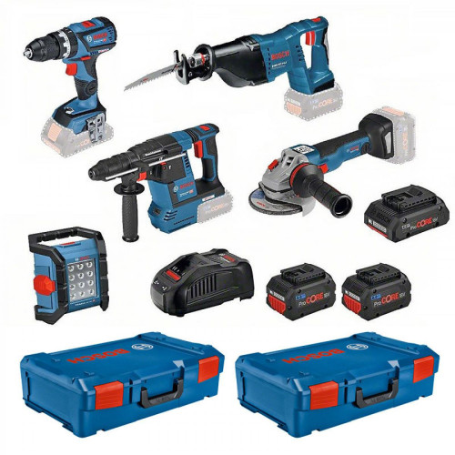 Bosch - Kit 5 outils 18V + 3 batteries + chargeur + 2 XL-Boxx BOSCH - 0615990M2X - Packs d'outillage électroportatif
