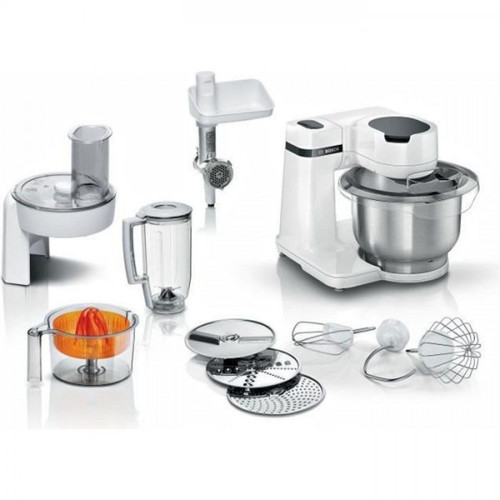 Bosch - Robot Kitchen machine Serie 2 BOSCH -  de cuisine - 700W - 4 vitesses + turbo - Bol mélangeur inox 3,8 L - Blender 1,25 L - Blan Bosch  - Robot multifonction bol inox