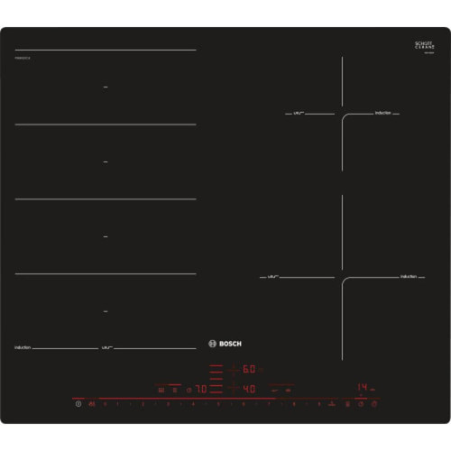Bosch - Serie 8 Table de Cuisson Électrique Digitale Tactile 7400W 4 Foyers Verre Noir - Table 8