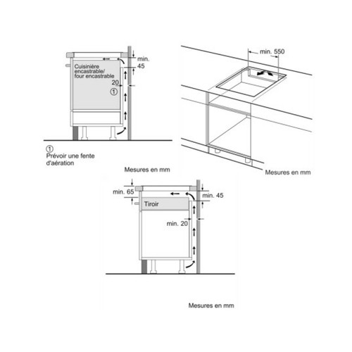 Table de cuisson Bosch Plaque induction PUJ611BB5E Série 4 3 foyers