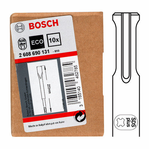 Bosch - Burin plat SDS-plus L.250mm coupe droit-B.20mm SDS-PLUS Eco 10er Pk. Bosch  - Marchand Zoomici