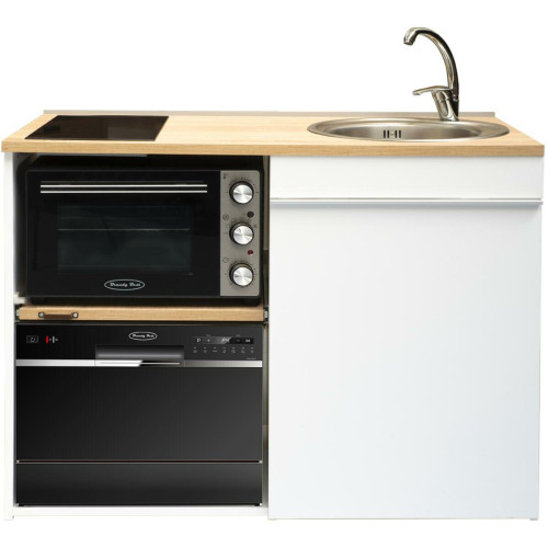 Brandybest - Kitchenette 120 cm avec domino de cuisson vitrocéramique, four, lave-vaisselle Noir, évier droit Brandybest  - Plomberie & sanitaire