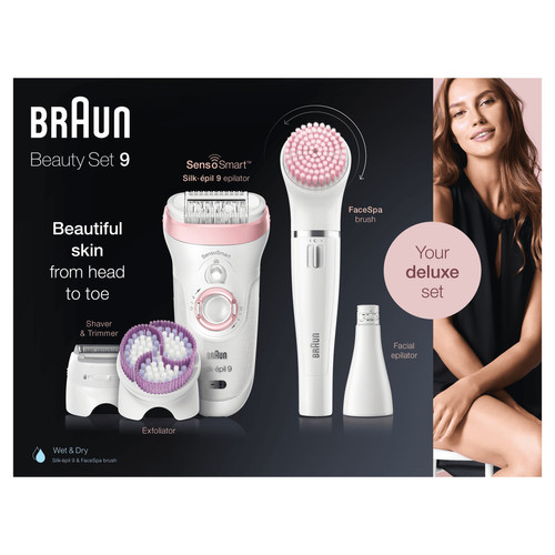 Appareil soin du visage Braun Silk-épil 9 975 Beauty Set Blanc, Rose 40 pince(s)