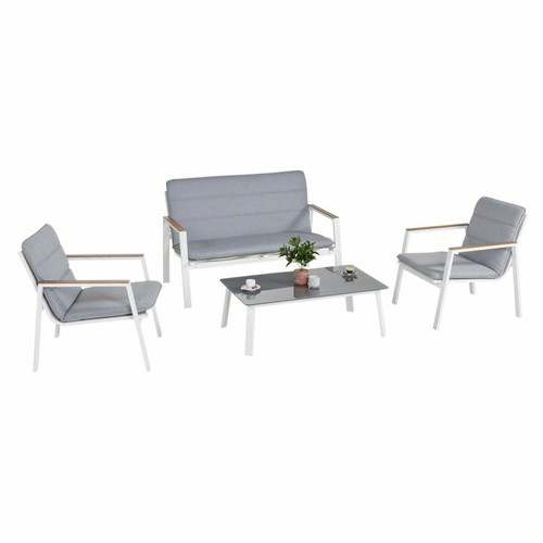Ensembles tables et chaises But Set canapé de jardin LYRA Gris et blanc