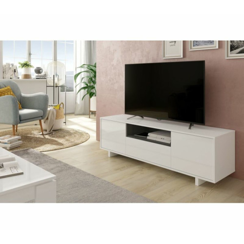 But - Meuble TV IVAR Blanc et gris - Mobilier Maison